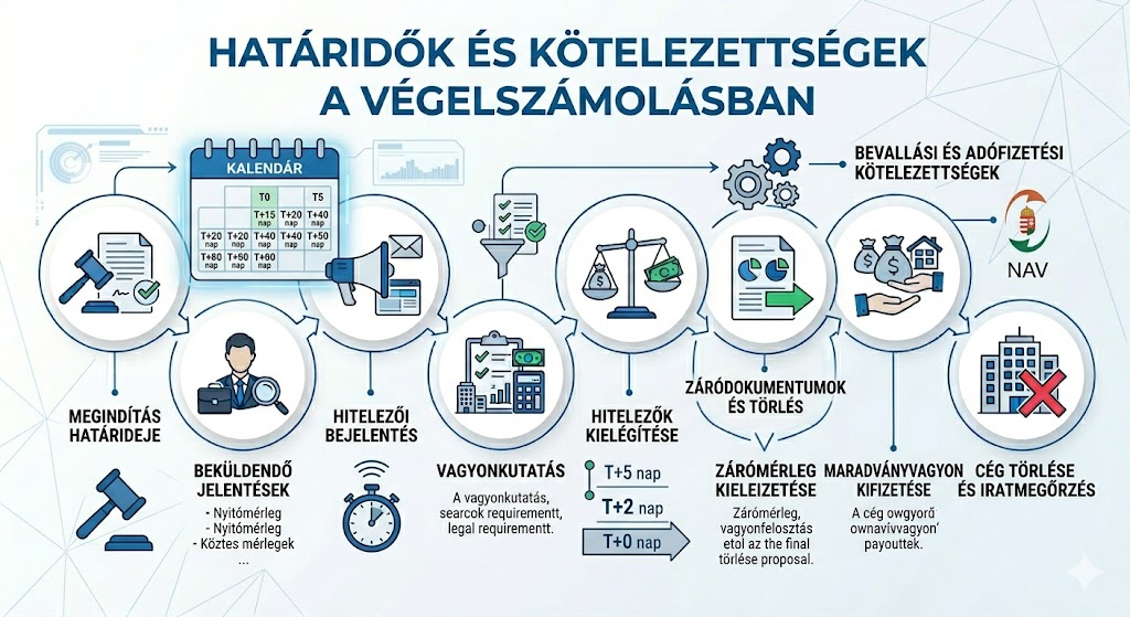 Kötelezettségek és határidők a végelszámolásban